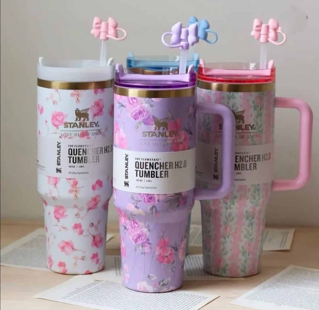Stanley Quencher Floral Print Tumbler Pink